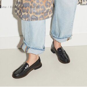 Freda Salvador, Elba Modern Penny Loafer, Black Spazzolato, Size 7 (NWT)